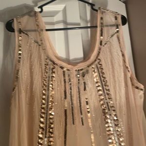 Sheer tan top with sequins detailing